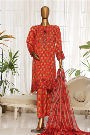 Majestic By HZ Stitched 3 Piece Festive Emb Silk Collection'2025-RTE-011