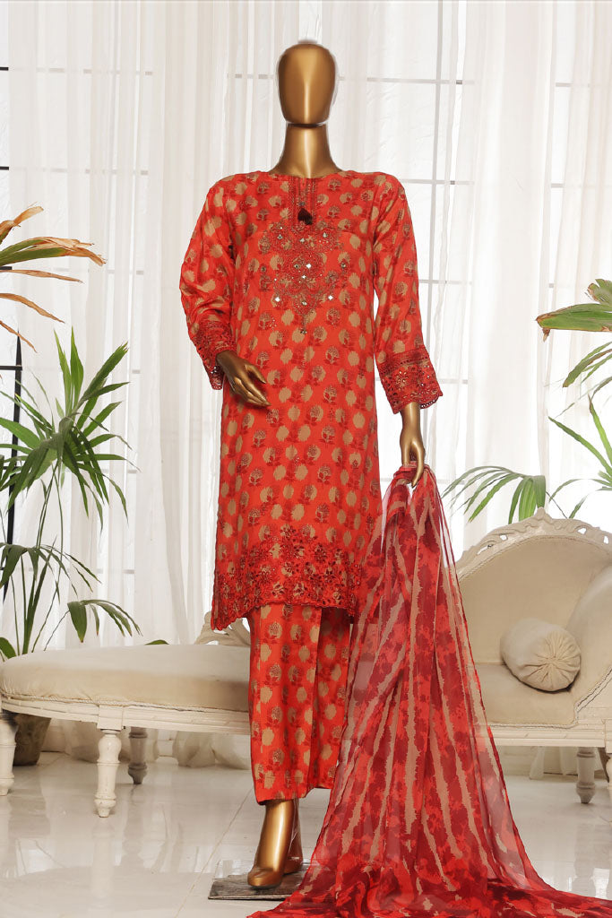 Majestic By HZ Stitched 3 Piece Festive Emb Silk Collection'2025-RTE-011