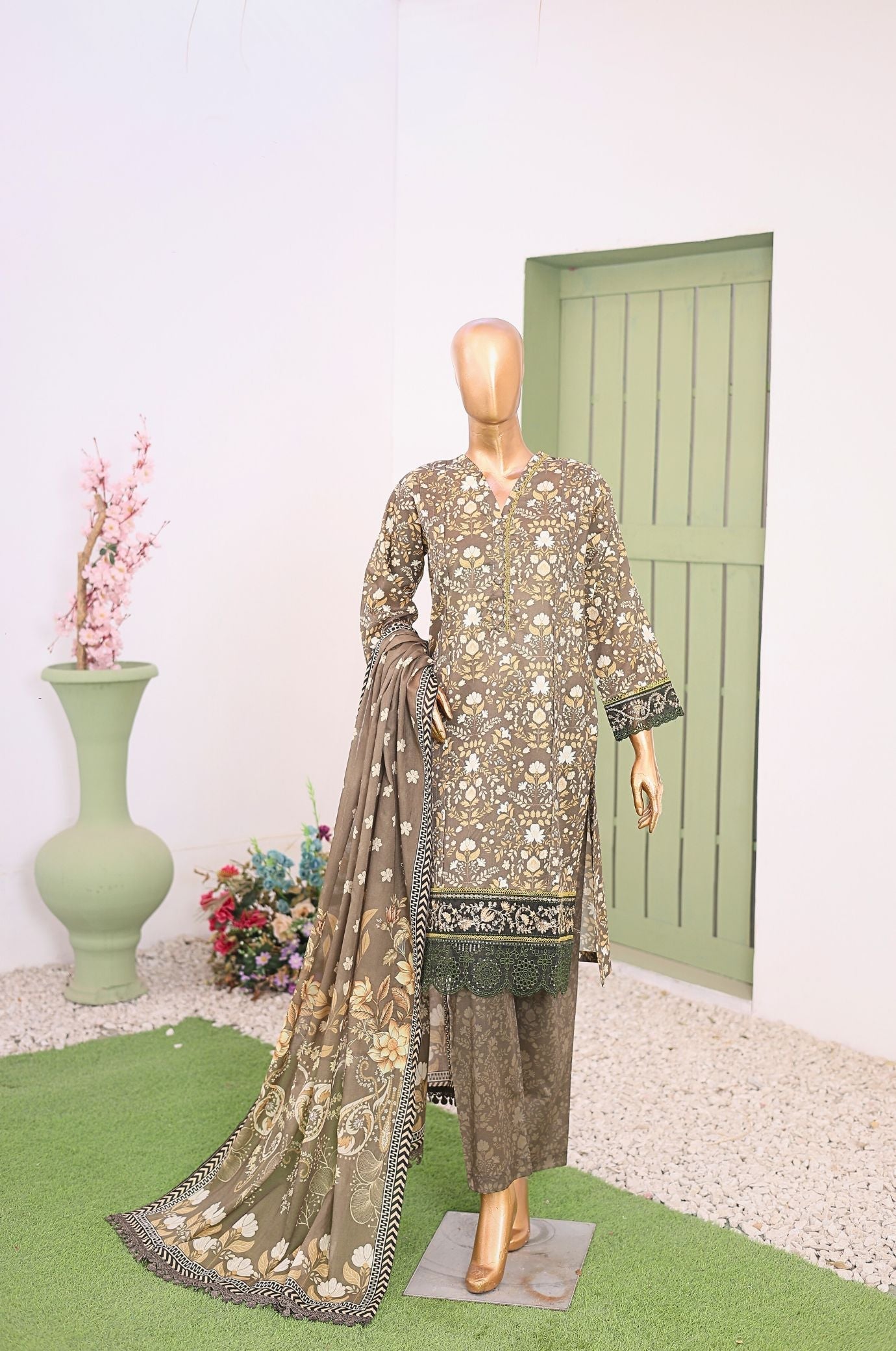 Mummy & Me By Suntex Stitched 3 Piece Emb Chikankari Lawn Suit-OS-2636