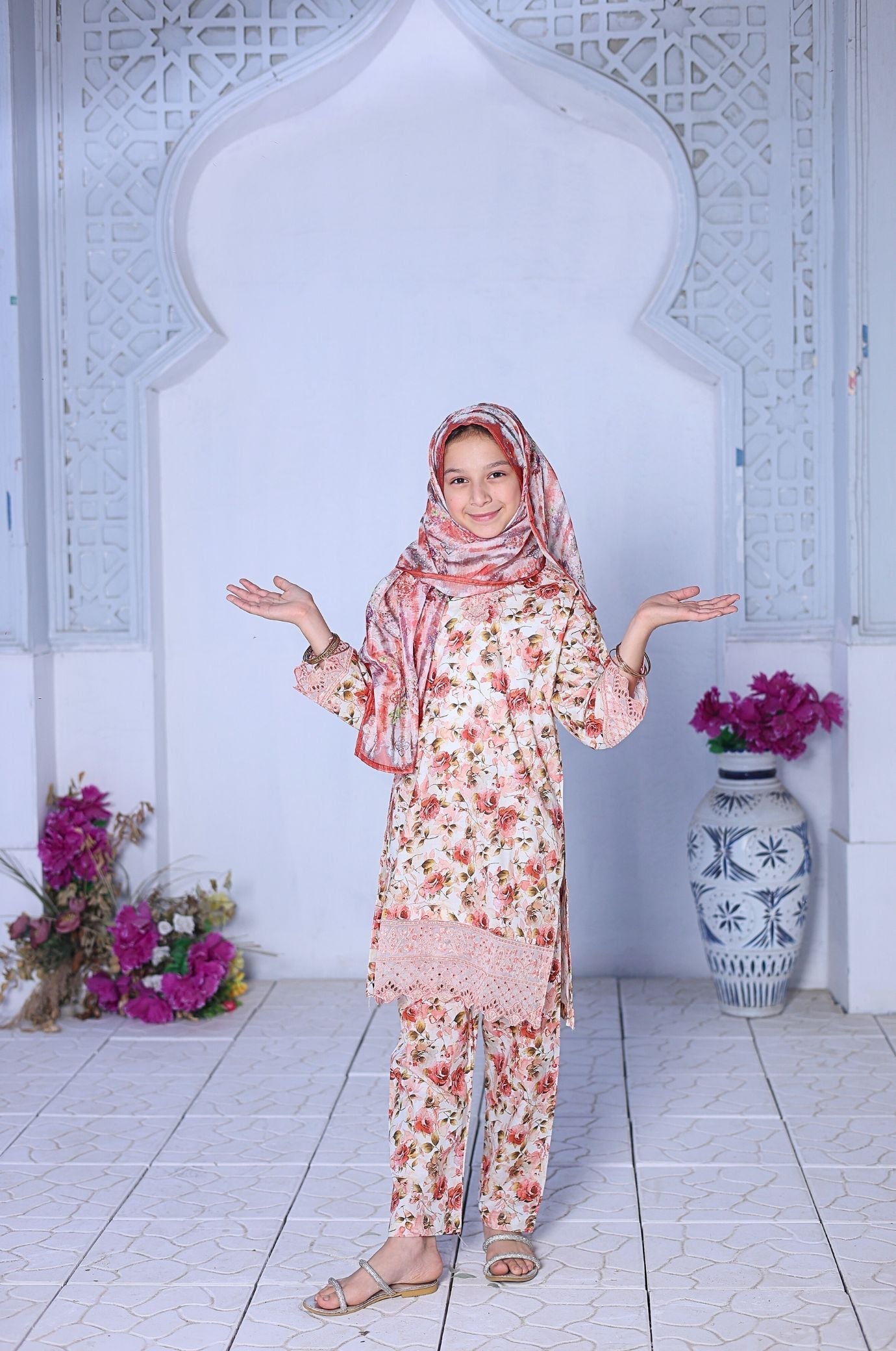 Mummy & Me By Suntex Stitched 3 Piece Kids Emb Chikankari Lawn Suit-SH-2640