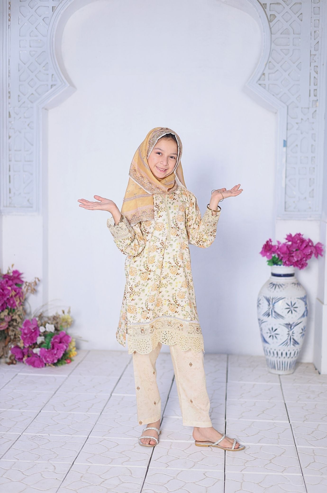 Mummy & Me By Suntex Stitched 3 Piece Kids Emb Chikankari Lawn Suit-SH-2639