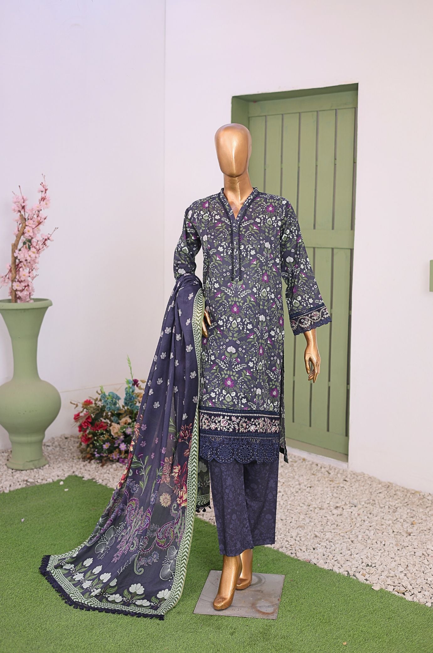 Mummy & Me By Suntex Stitched 3 Piece Emb Chikankari Lawn Suit-OS-2637