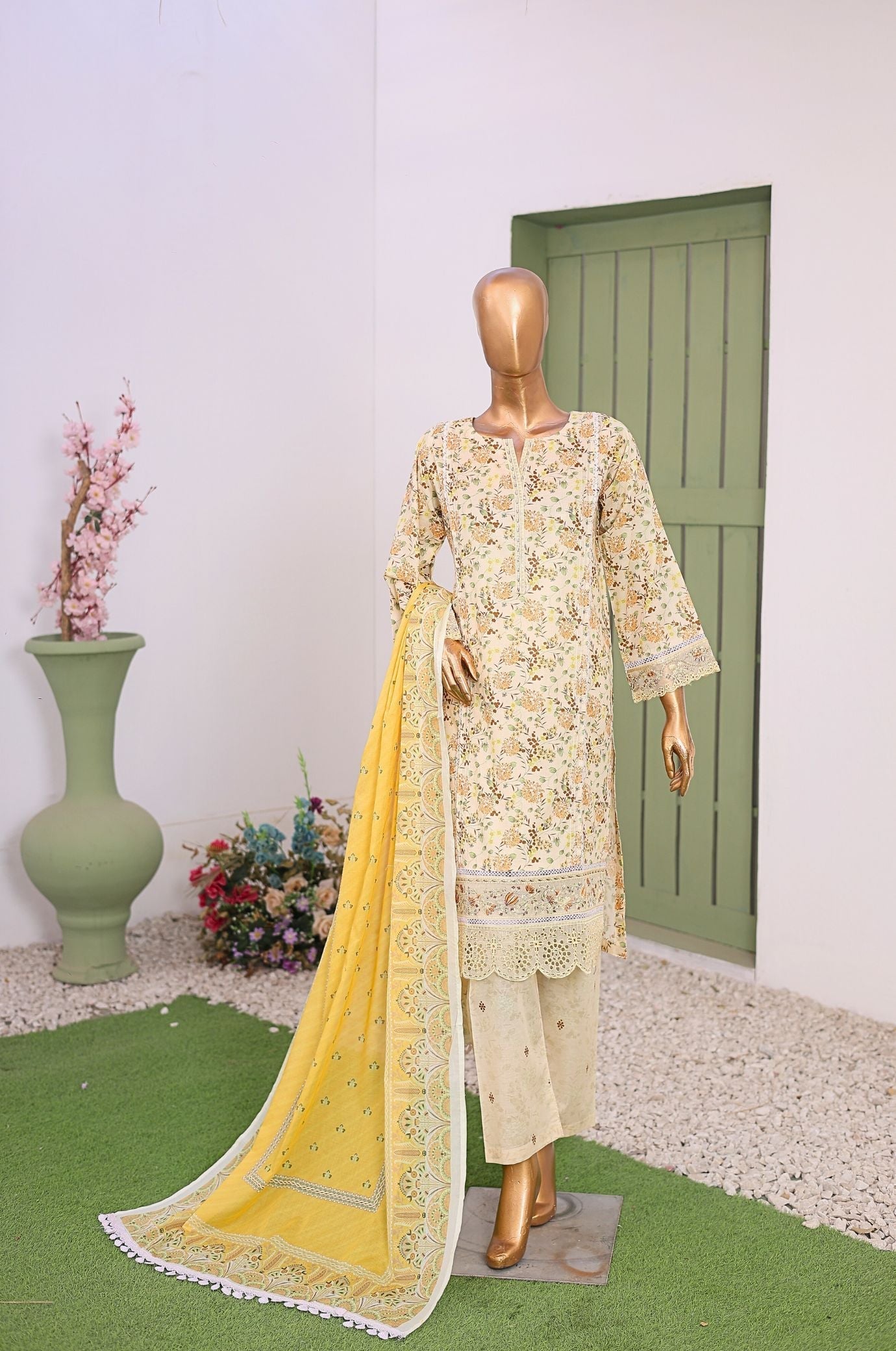 Mummy & Me By Suntex Stitched 3 Piece Emb Chikankari Lawn Suit-OS-2639