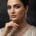 Zeesy Regal Diamond Flower Necklace Set