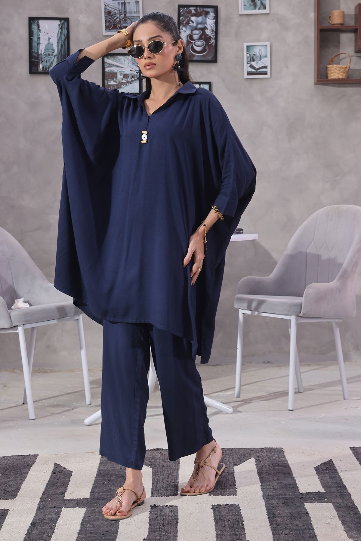 Ochre Clothing Dobby Cotton Women's 2 Pc Suit