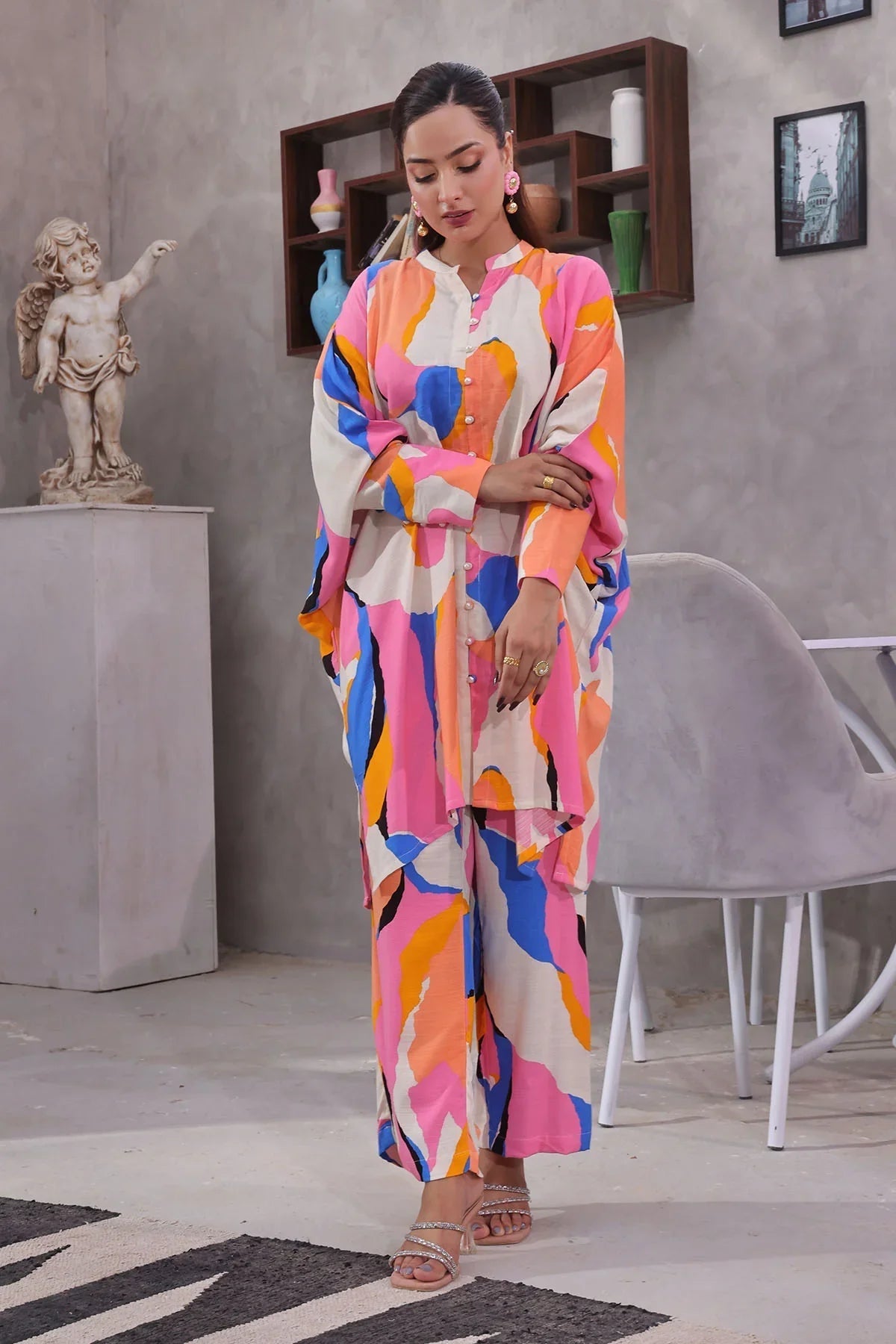 Ochre Clothing Women's Casual -Printed Irish Cotton 2 Pc Suit-SOWC-10