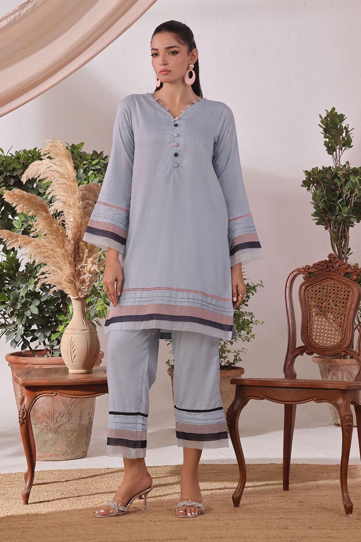 Ochre Clothing Cotton Jacquard Women's 2 Pc Suit