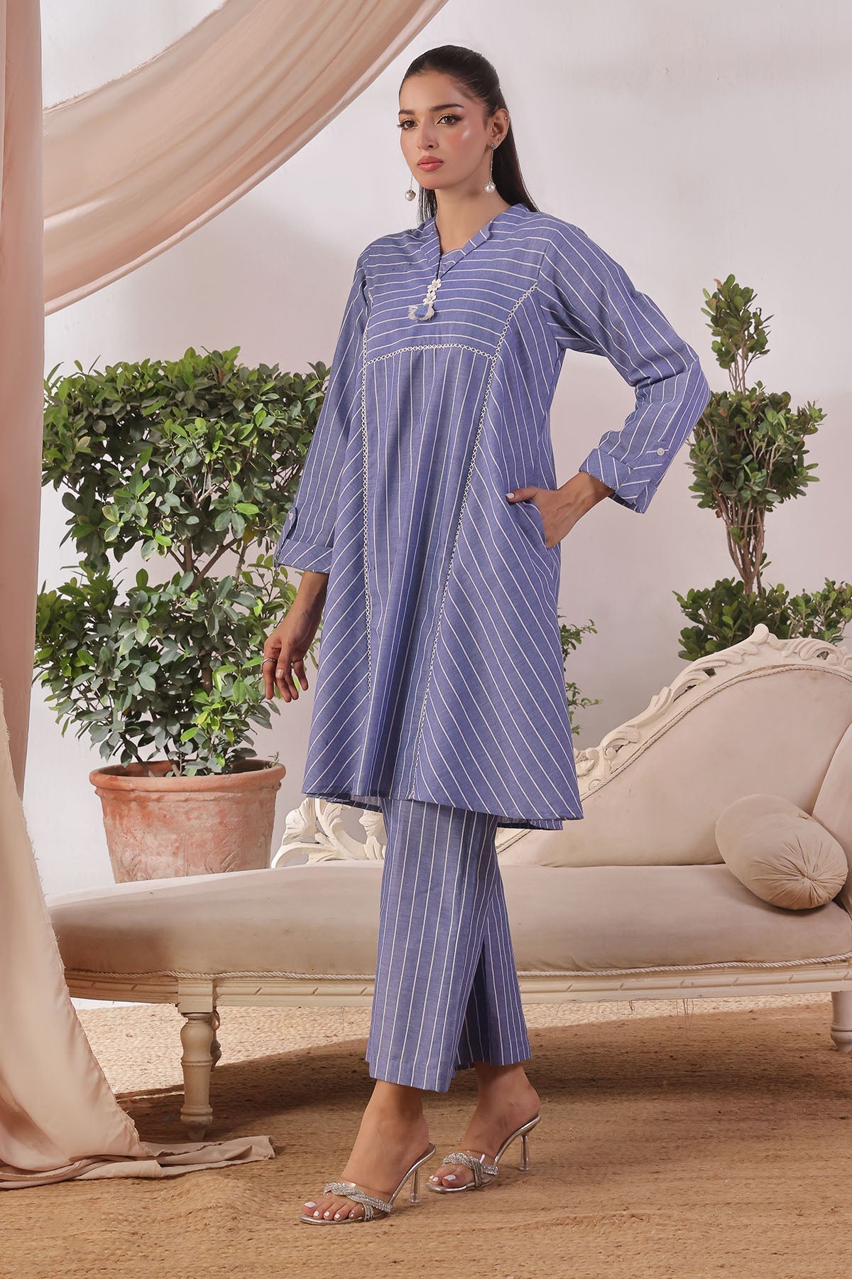 Ochre Clothing Chambray Cotton Women's 2 Pc Suit