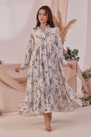 Ochre Clothing Women's Casual -Georgette Printed Dress-SOD-07