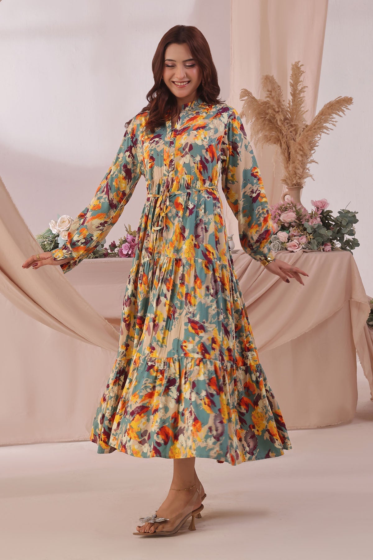 Ochre Clothing Women's Boski Linen Printed Dress