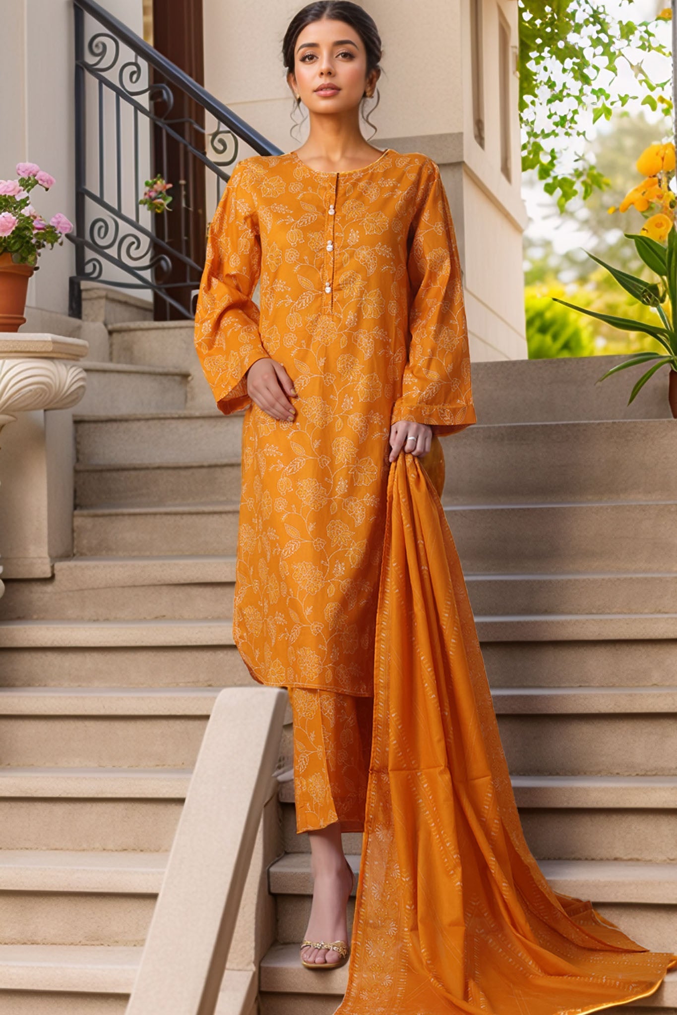 Rozaana by Hz Stitched 3 Piece Cambric Collection'2025-CAP-3P-809