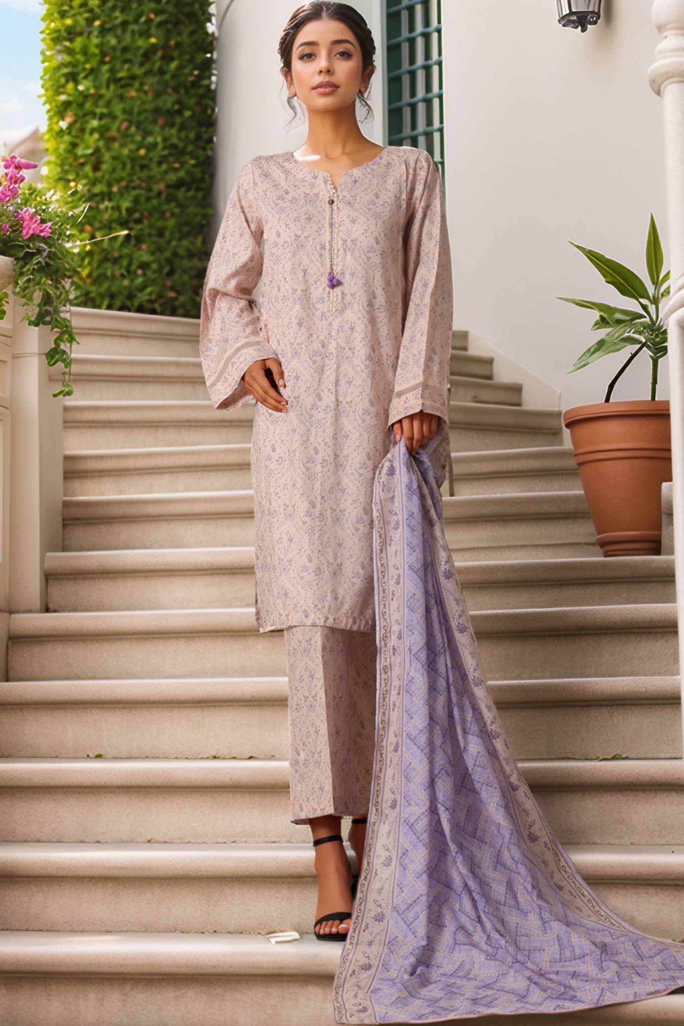 Rozaana by Hz Stitched 3 Piece Cambric Suit-CAP-3P-808