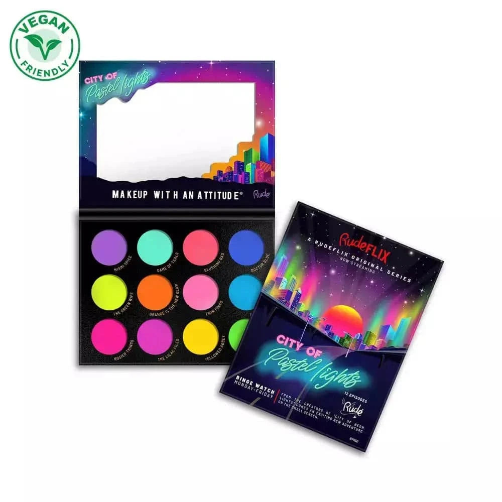 Rude Cosmetics - City of Pastel Lights - 12 Pastel Pigment & Eyeshadow Palette - My Store