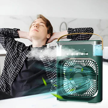 Humidifier Cooling Fan, Personal USB Air Cooler Fan, Mini Air Freshener Cooling Fan, Water Mist Humidification Fan, 3 In 1 Portable Fan Air Conditioner, Desktop Electric Fan Air Cooler, LED Light Humidifier, USB Powered (Random Color) - My Store