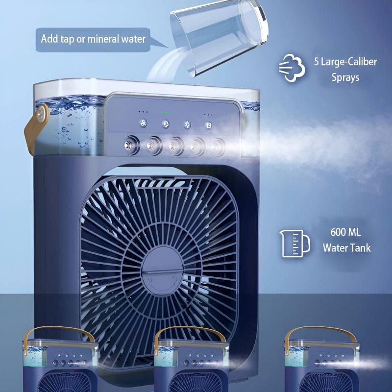 Humidifier Cooling Fan, Personal USB Air Cooler Fan, Mini Air Freshener Cooling Fan, Water Mist Humidification Fan, 3 In 1 Portable Fan Air Conditioner, Desktop Electric Fan Air Cooler, LED Light Humidifier, USB Powered (Random Color) - My Store