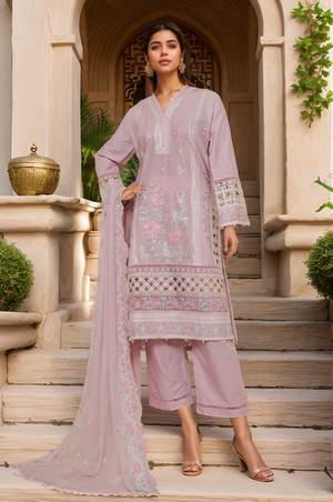 Sada Bahar Stitched 3 Piece Luxury Emb Spring Vol-07 Collection'2025-LEL6-MK-46-Plum