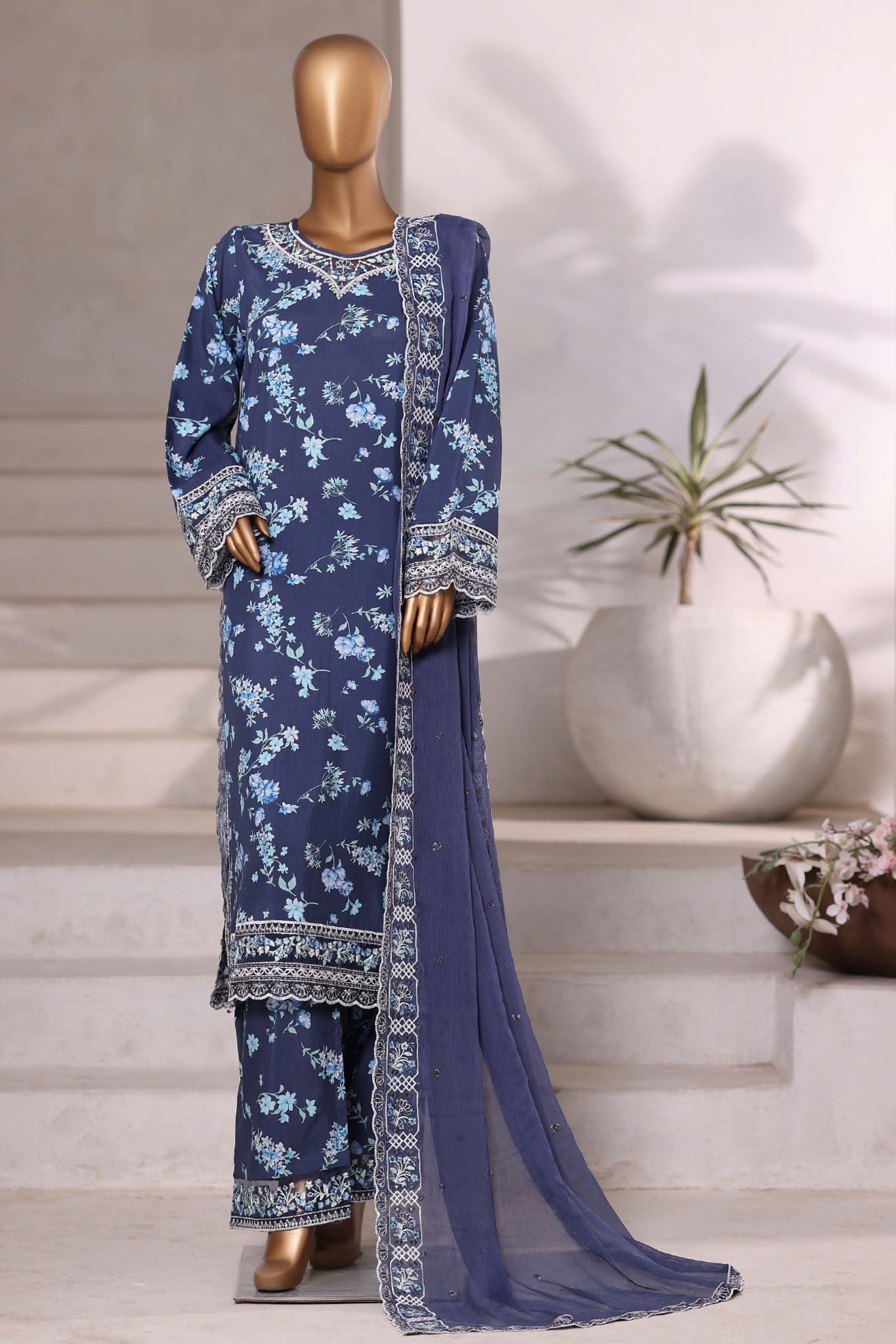 Sada Bahar Stitched 3 Piece Luxury Viscose Winter Collection'2025-VCK-315-Navy Blue