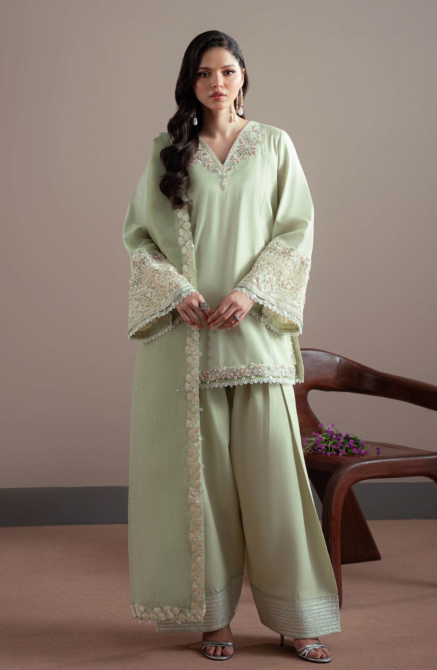 Elvin By Fabiha Fatima Unstitched 3 Piece Formals Collection'2025-Sage