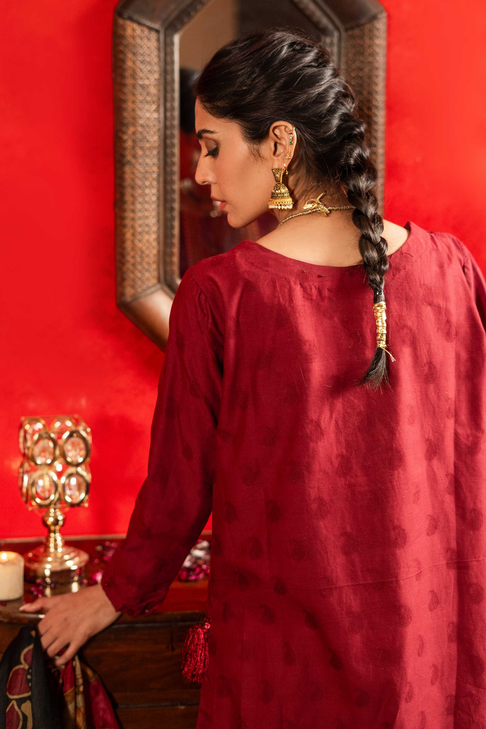 Aayra Stitched Summer Collection'2025-AY609 - Emb Maroon 3Pc