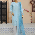 Sumi Stitched 3 Piece Emb Stiff Cotton Suit-SEC-06-Sky Blue