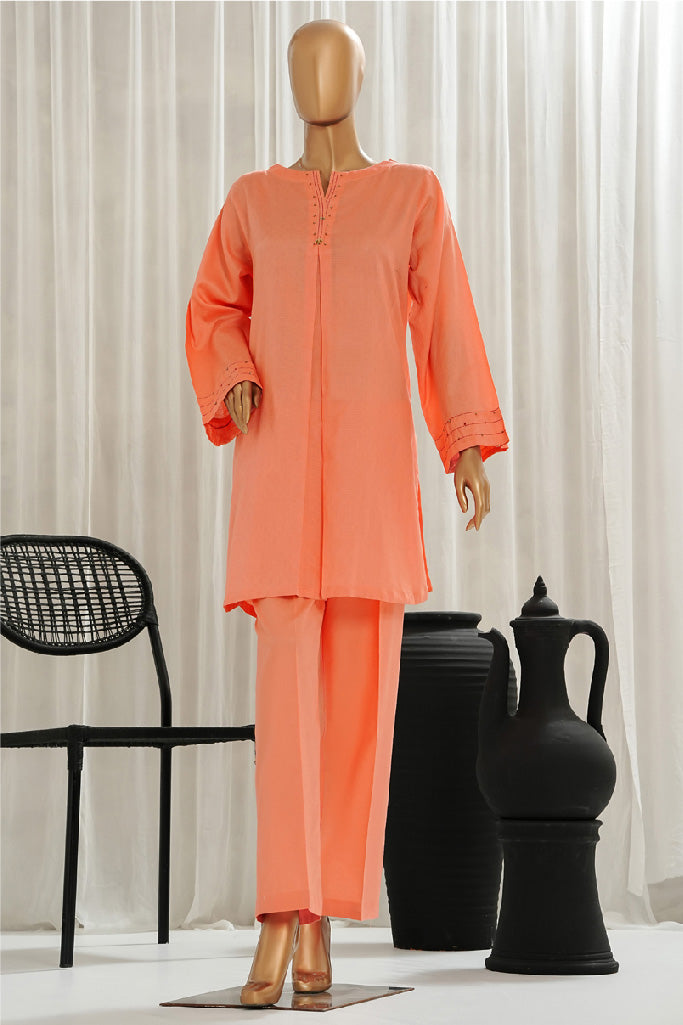 HZ Basics Stitched 2 Piece Solids Twinset Vol-01 Collection'2025-SDJ-3P-CO4-Coral