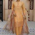 Sumi Stitched 3 Piece Emb Stiff Cotton Suit-SEC-05-Orange