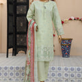 Sumi Stitched 3 Piece Emb Stiff Cotton Suit-SEC-07-Mint Green