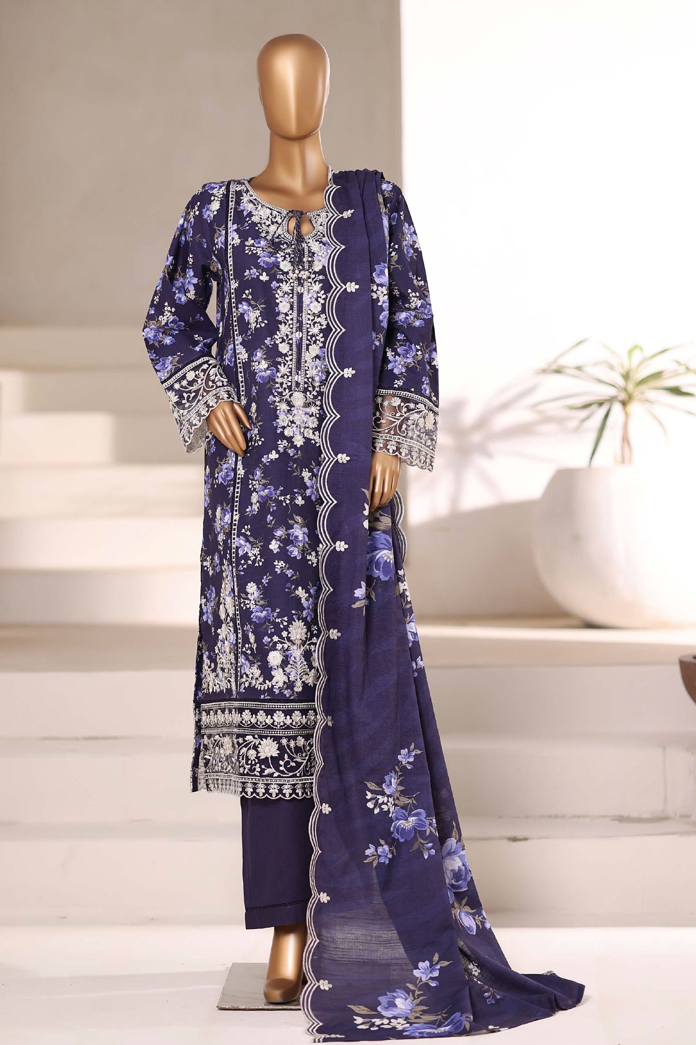 Signature By Sada Bahar Stitched 3 Piece Emb Khaddar Winter Collection'2025-SK-533-Blue