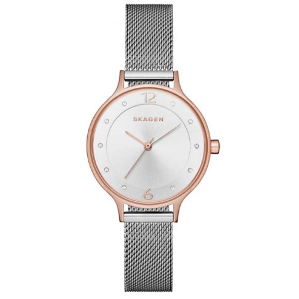 Skagen Anita Silver Mesh Bracelet White Dial Quartz Watch for Ladies - SKW1069