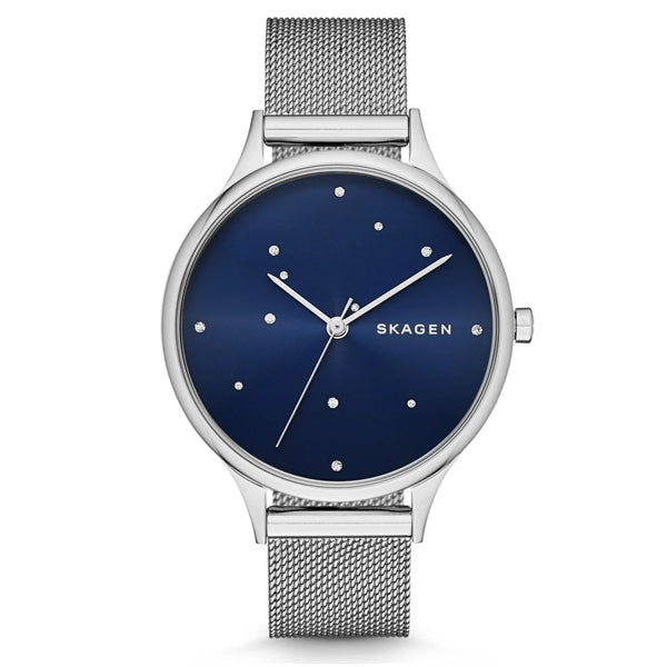 Skagen Anita Silver Mesh Bracelet Blue Dial Quartz Watch for Ladies - SKW2391