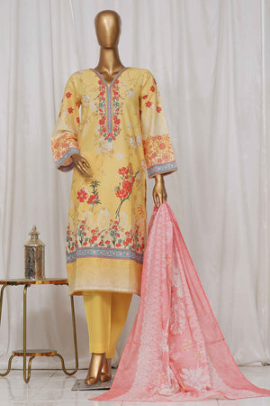 Bin Saeed Stitched 3 Piece Exclusive Printed Lawn Vol-05 Collection-SM-1343-Yellow