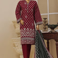 Bin Saeed Stitched 3 Piece Exclusive Emb Lawn Vol-03 Collection-SM-1693-Red