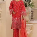 Bin Saeed Stitched 3 Piece Exclusive Emb Lawn Vol-03 Collection-SM-1700-Red