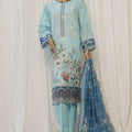 Bin Saeed Stitched 3 Piece Exclusive Emb Lawn Collection'2025-SM-1818-Ferozi