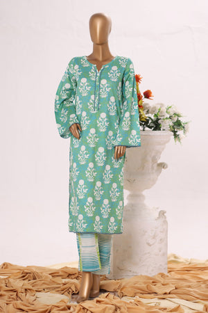 Bin Saeed Stitched 2 Piece Exclusive Printed Cotton Collection'2025-SM-2497-Ferozi