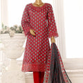 Bin Saeed Stitched 3 Piece Exclusive Lawn Frock Vol-01 Collection-SM-1460-Maroon