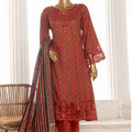 Bin Saeed Stitched 3 Piece Exclusive Lawn Frock Vol-01 Collection-SM-1464-Rust