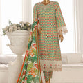 Bin Saeed Stitched 3 Piece Exclusive Lawn Frock Vol-01 Collection-SM-1466-Green