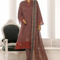 Bin Saeed Stitched 3 Piece Exclusive Lawn Frock Vol-01 Collection-SM-1471-Maroon