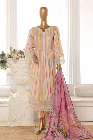 Bin Saeed Stitched 3 Piece Exclusive Lawn Frock Vol-01 Collection-SM-1481-Multi
