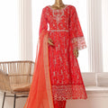Bin Saeed Stitched 3 Piece Exclusive Lawn Frock Vol-01 Collection-SM-1484-Red