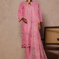 Bin Saeed Stitched 3 Piece Luxe Plain Cotton With Chiffon Dupatta Collection'2025-SMPC-1953-Pink