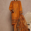 Bin Saeed Stitched 3 Piece Luxe Plain Cotton With Chiffon Dupatta Collection'2025-SMPC-1955-Mustard
