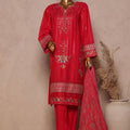 Bin Saeed Stitched 3 Piece Luxe Plain Cotton With Chiffon Dupatta Collection'2025-SMPC-1957-Red