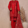 Bin Saeed Stitched 3 Piece Luxe Plain Cotton With Chiffon Dupatta Collection'2025-SMPC-1958-Red