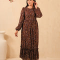 Sprinkles Stitched 1 Piece Summer Shirts Women Collection'2025-The Duo - Mocha Dream Allover Floral Print Tunic Dress