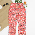 Sprinkles Stitched 1 Piece Summer Bottoms Women Collection'2025-Red Floral Straight Pant Front Button