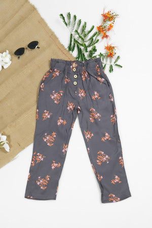 Sprinkles Stitched 1 Piece Summer Bottoms Women Collection'2025-Heather Grey Straight Pant Front Button