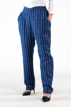 Sprinkles Stitched 1 Piece Summer Bottoms Women Collection'2025-Indigo Gingham Straight Pant