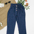 Sprinkles Stitched 1 Piece Summer Bottoms Women Collection'2025-Indigo Gingham Straight Pant Front Button